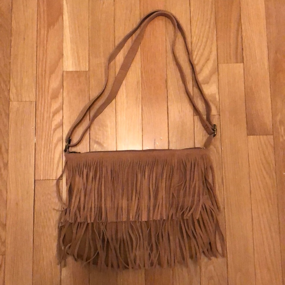 Suede purse with fringe